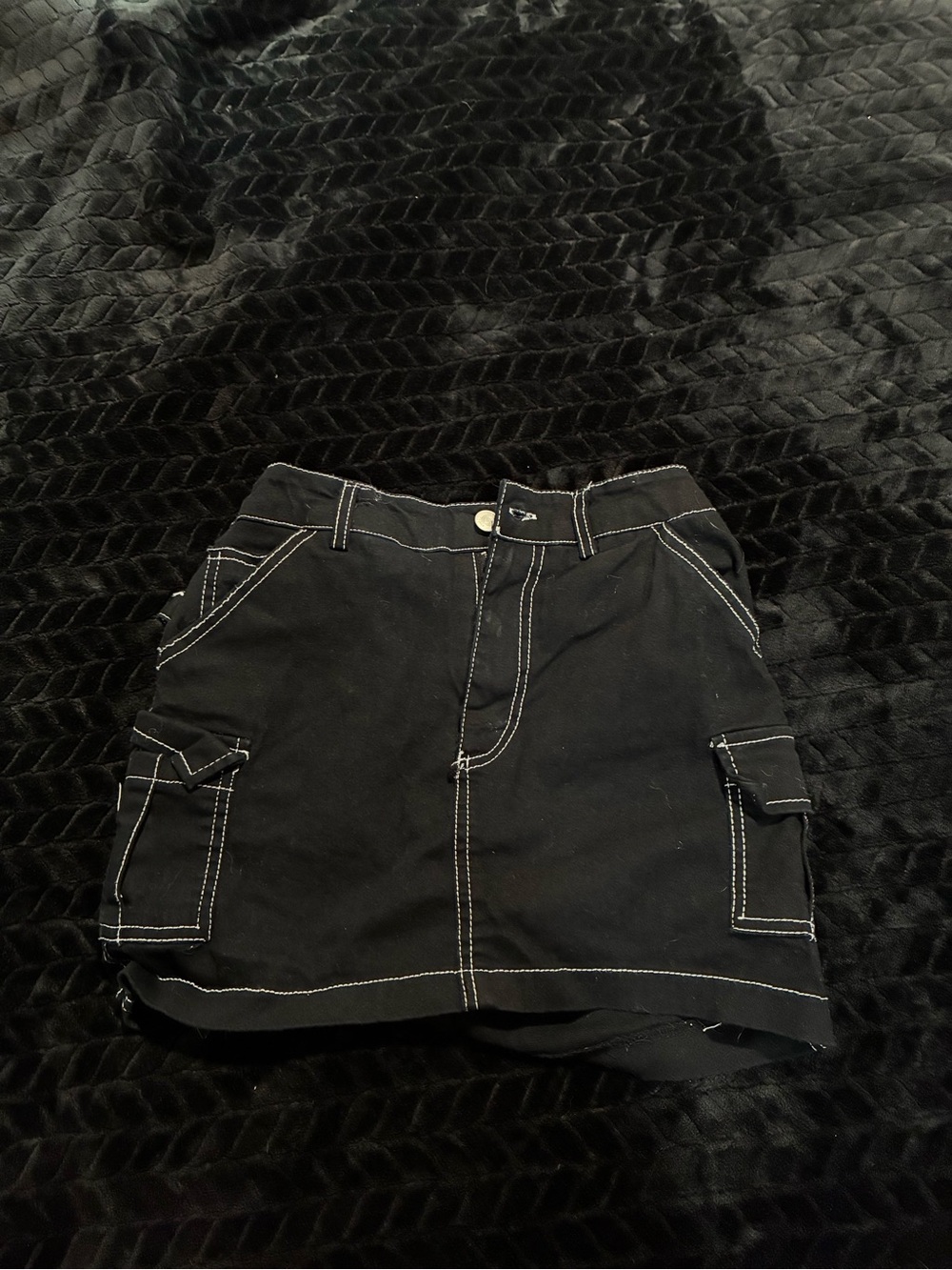 Rue21 Black Cargo Skort with White Contrast Stitching